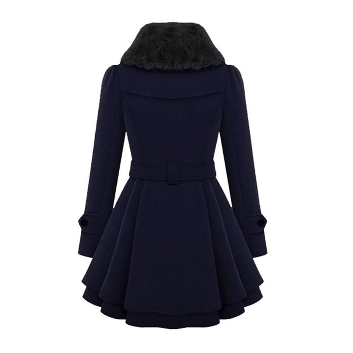 Women's Long Coat Fur Collar Tailored Fit Plush Casual Everyday Wear
