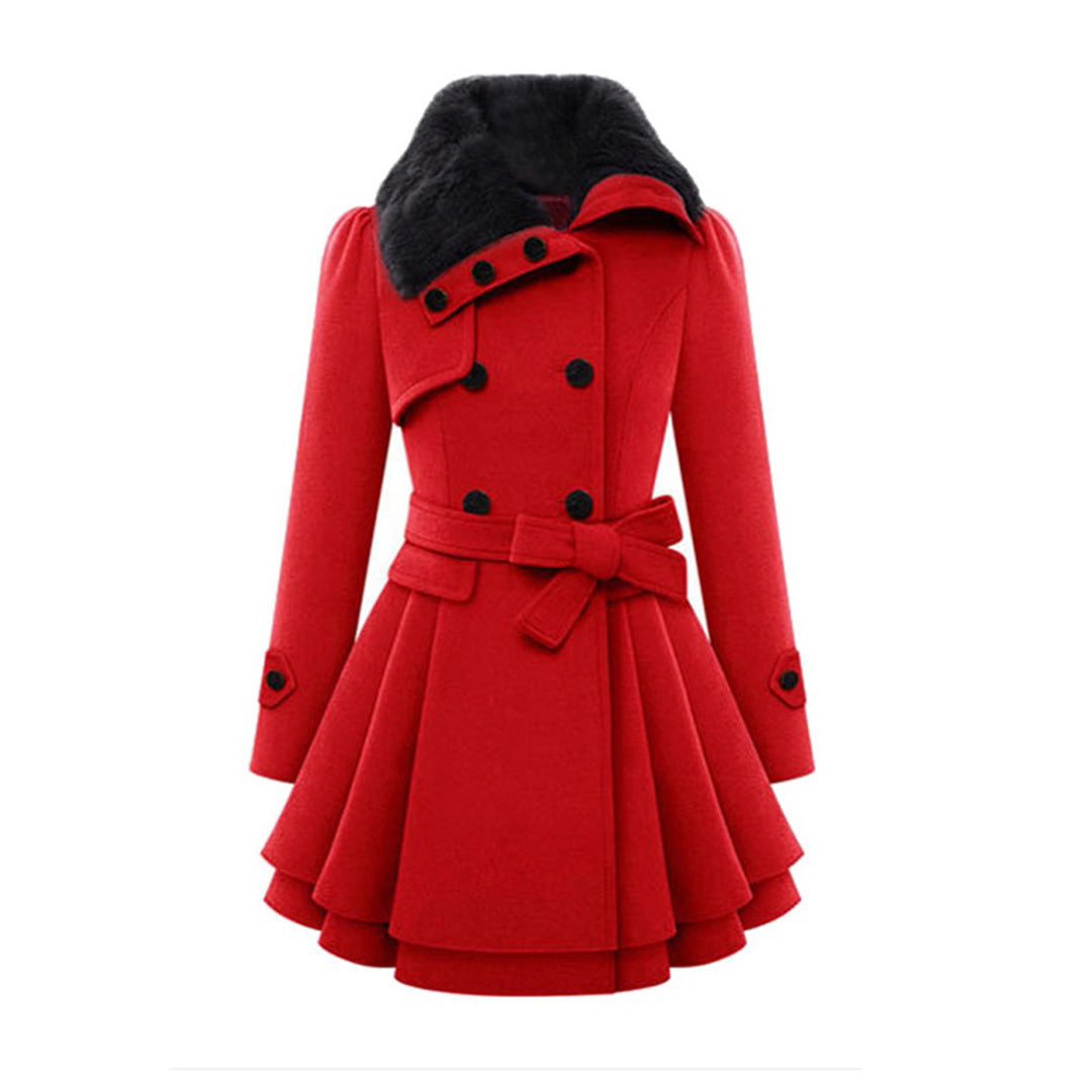 Women's Long Coat Fur Collar Tailored Fit Plush Casual Everyday Wear