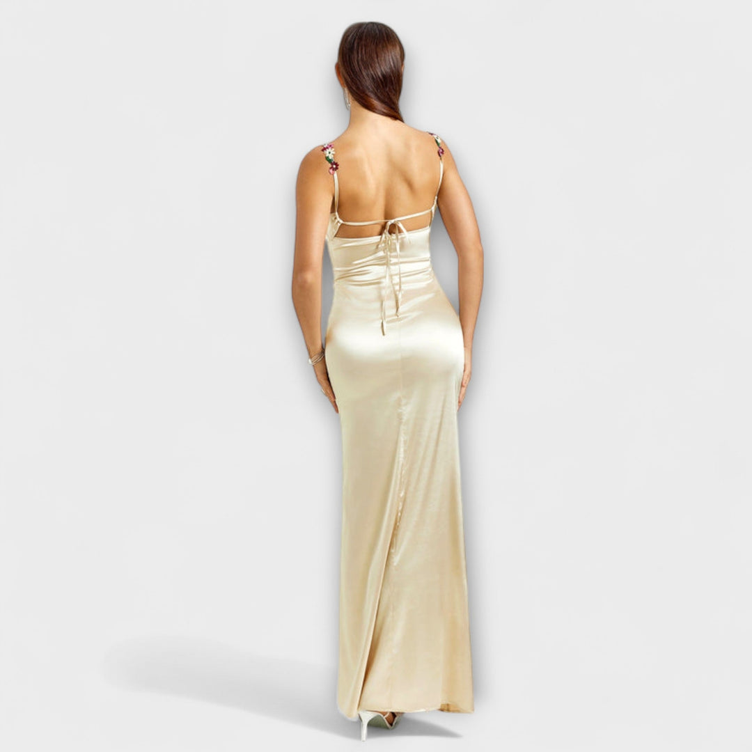 Eira - Embellished Satin Dress with Back Lacing