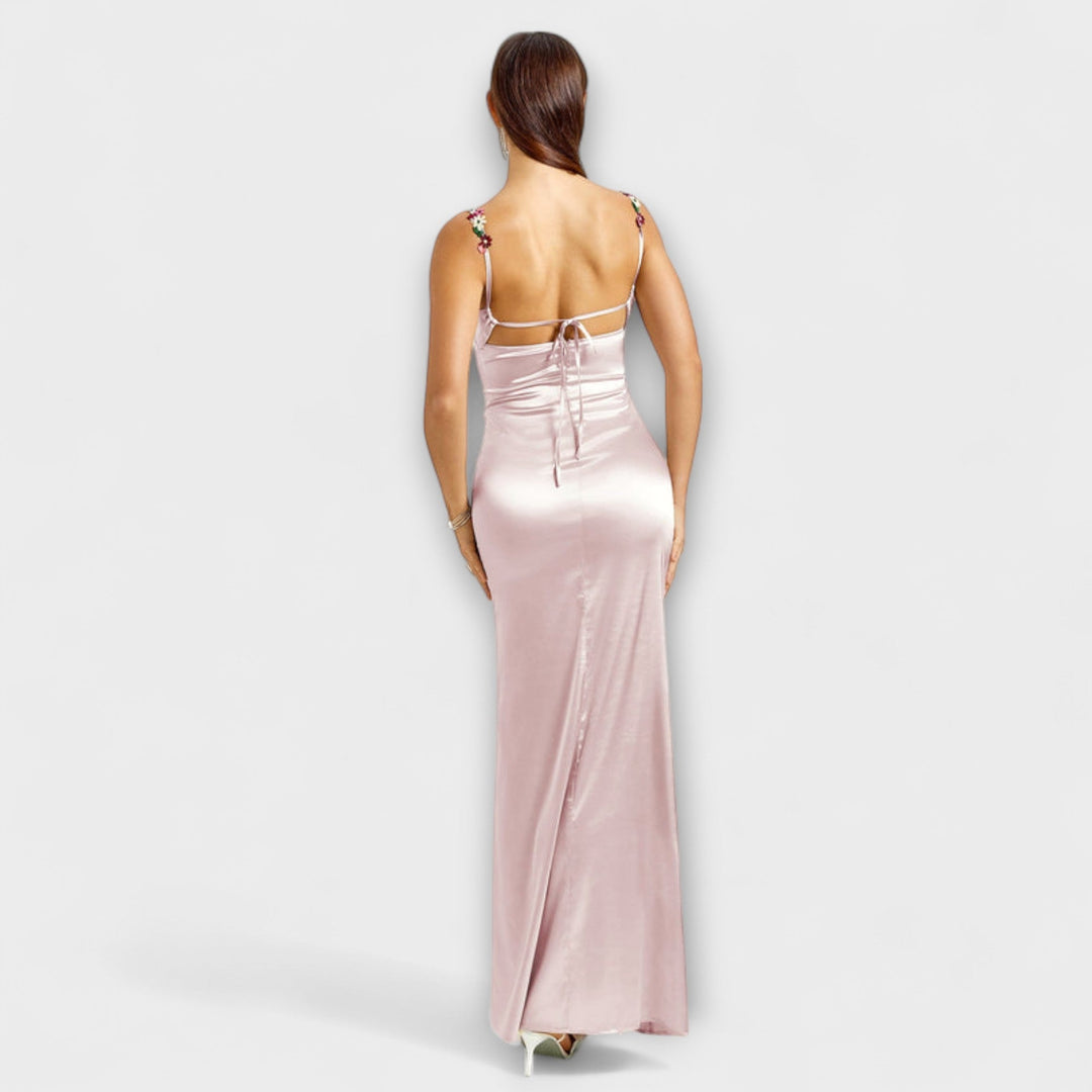 Eira - Embellished Satin Dress with Back Lacing