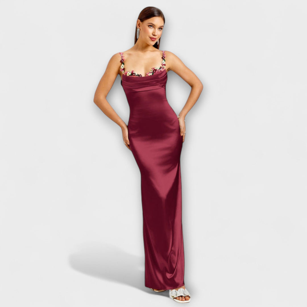 Eira - Embellished Satin Dress with Back Lacing