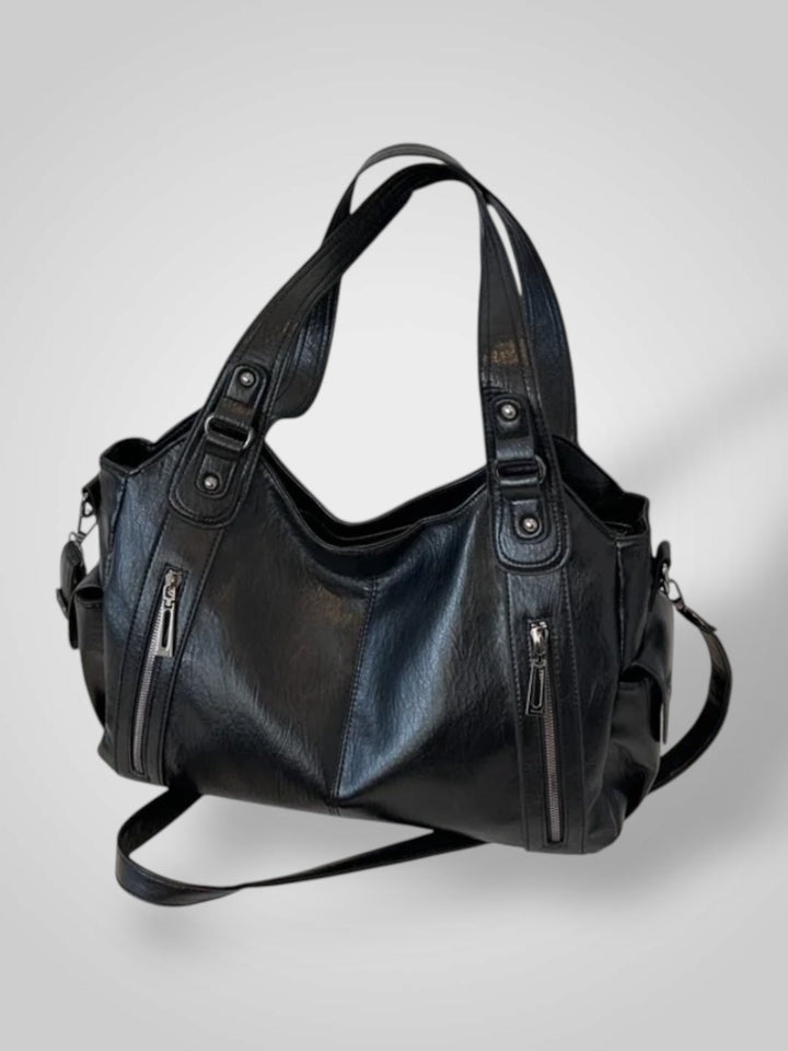 Zara | Bolsa de ombro elegante com detalhes metálicos e compartimentos espaçosos