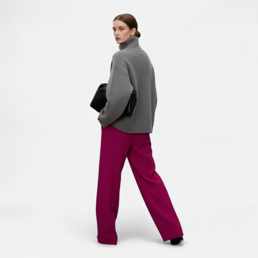 Lorelei | Women's Pure Wool Turtleneck Sweater with Ribbed Trim