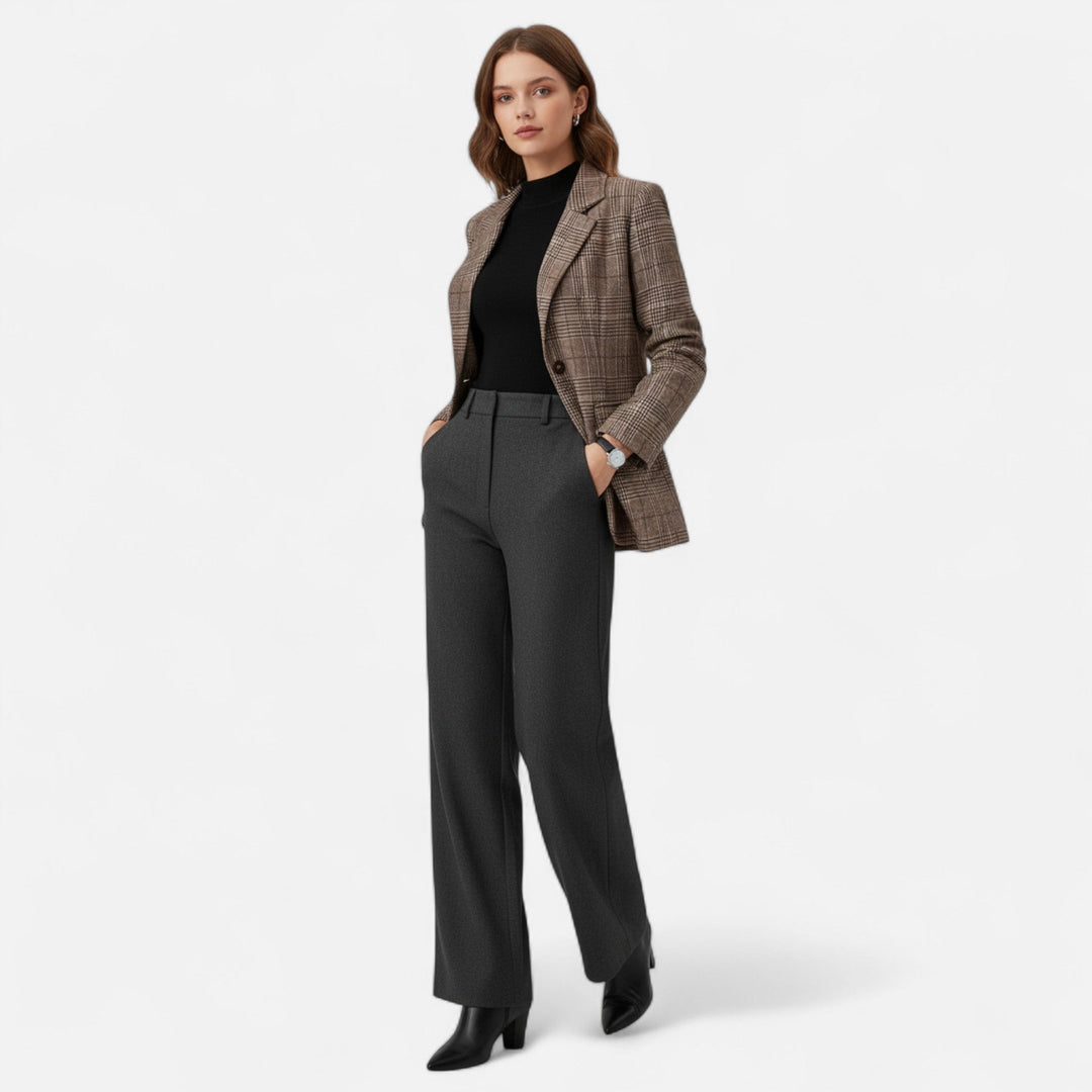 Women's Blazer Plaid Single Breasted Tailored Fit Lined Office Evening