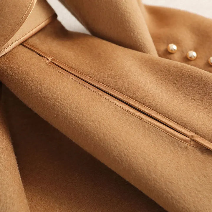 Women's Long Trenchcoat Wool Belted Waist Tailored Fit Formal to Casual Wear