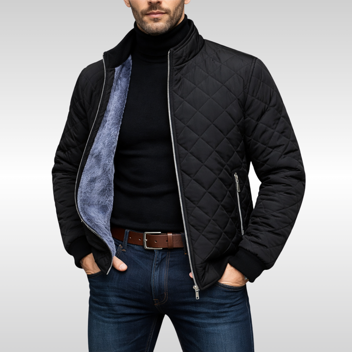 Owen | Klassisk quiltet jakke med høj ståkrave og lynlåslommer