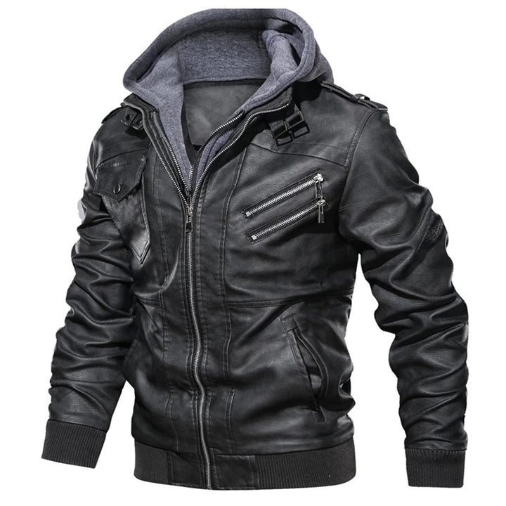 Jacob - Veste en cuir pour homme avec capuche