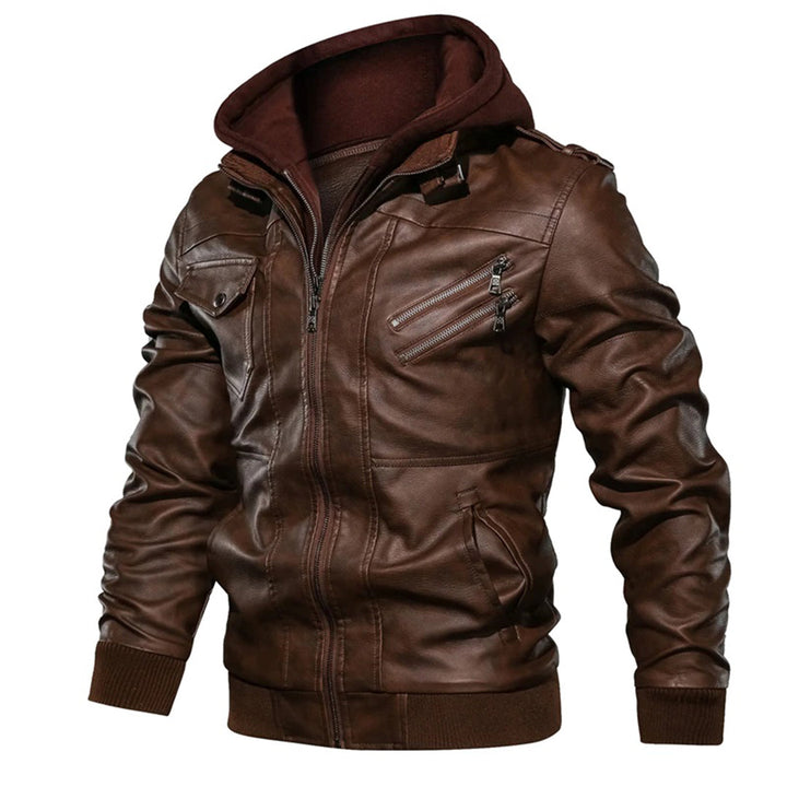 Jacob - Veste en cuir pour homme avec capuche
