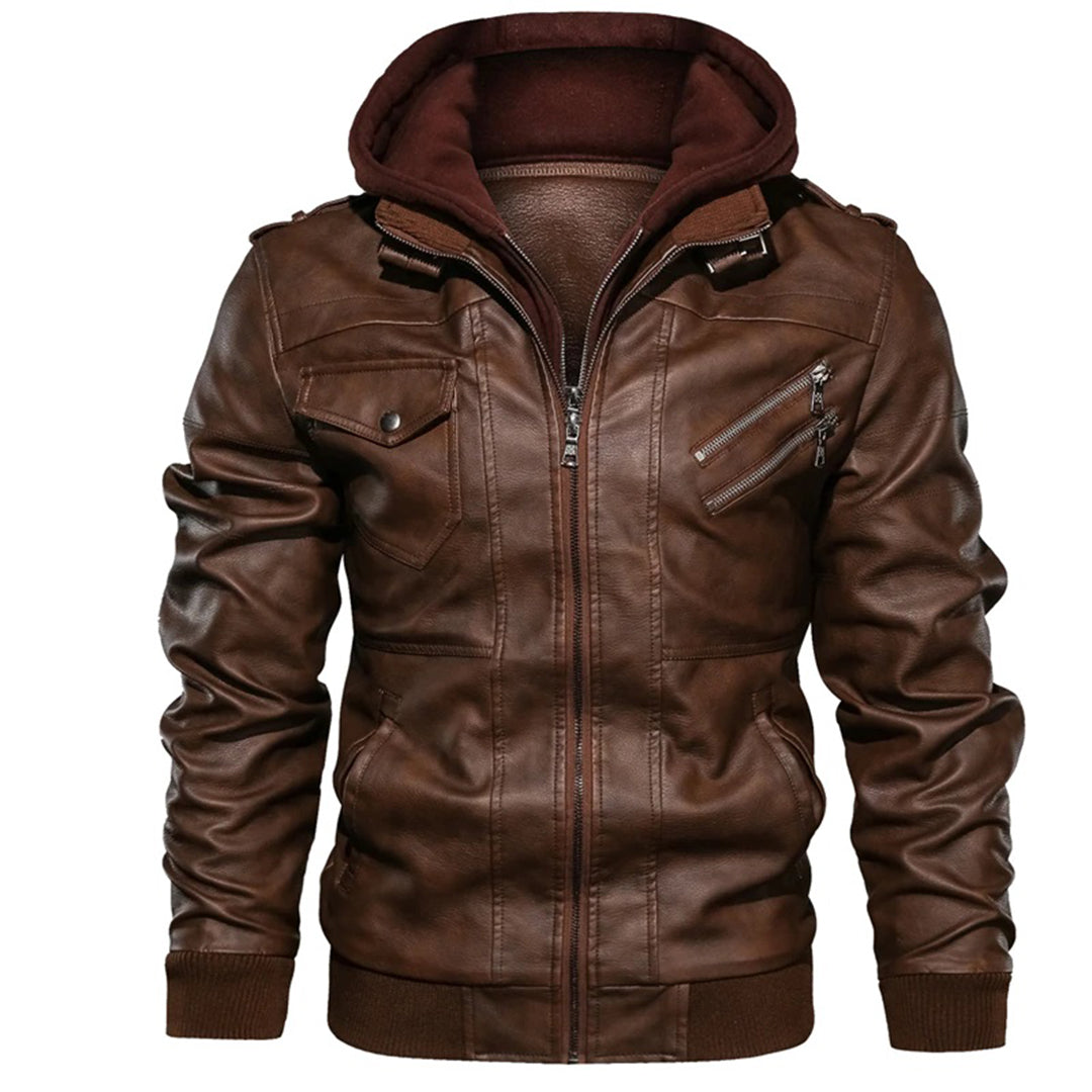 Jacob - Veste en cuir pour homme avec capuche