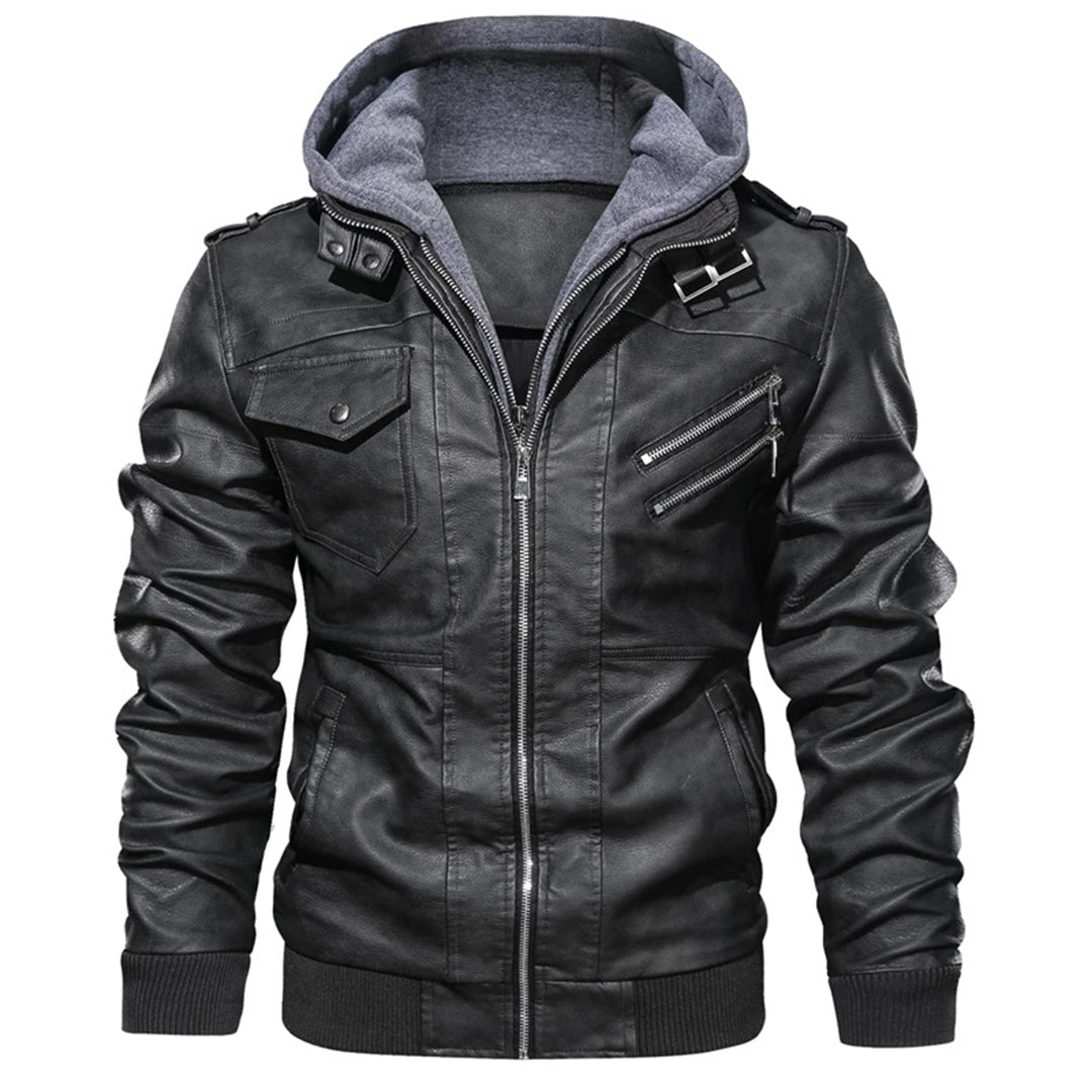Jacob - Veste en cuir pour homme avec capuche