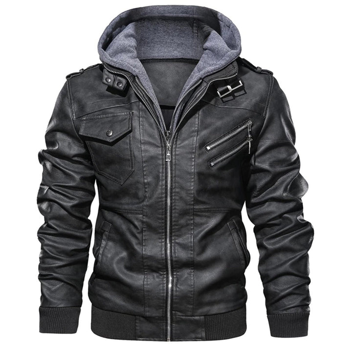 Jacob - Veste en cuir pour homme avec capuche