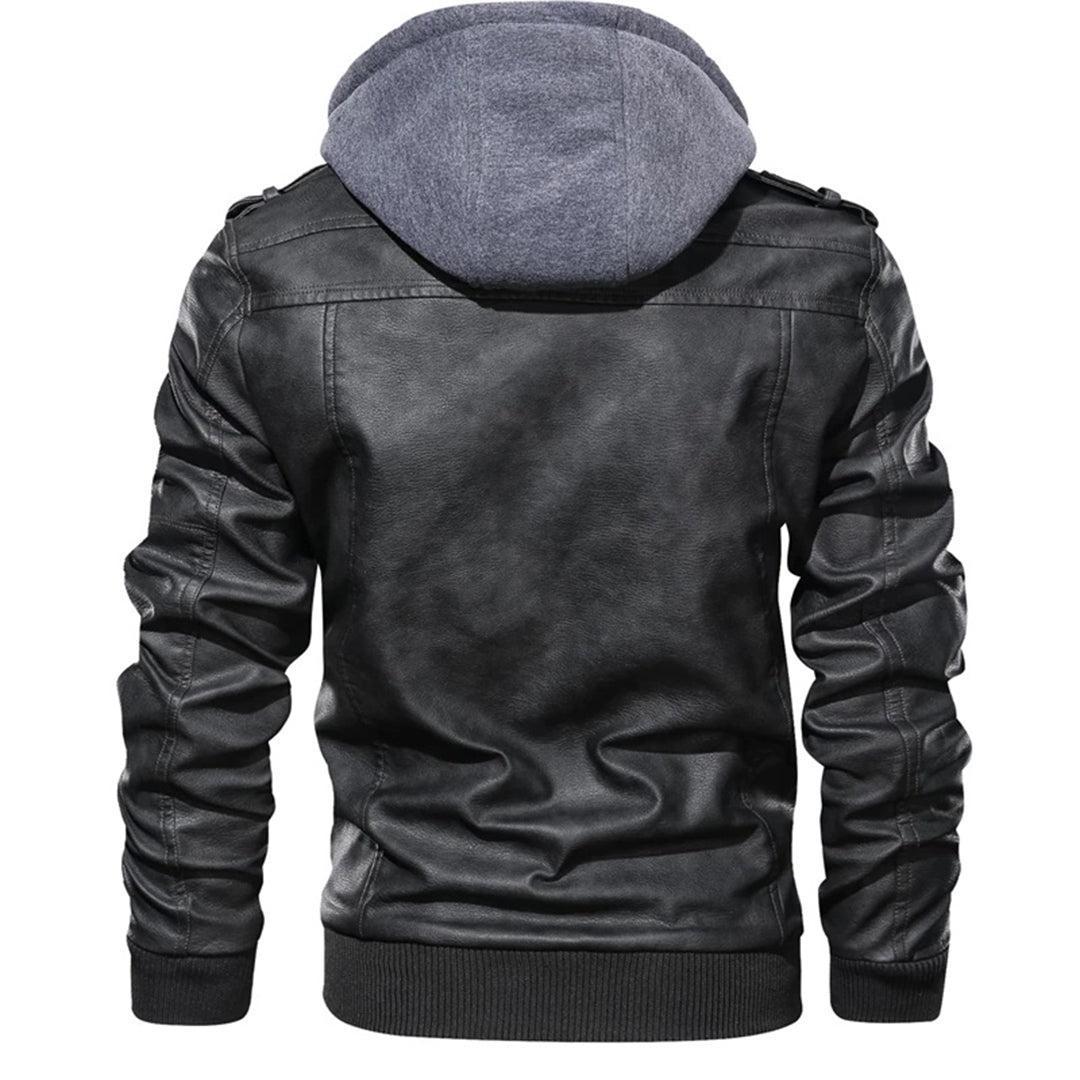 Jacob - Veste en cuir pour homme avec capuche
