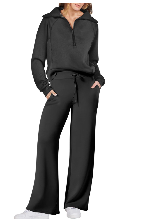Tatiana | Relaxed Two-Piece Jogging Set with Half-Zip Collar and Wide-Leg Pants
