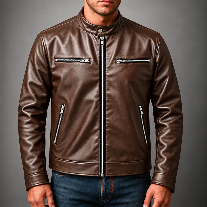 Leon | Casual Leather Jacket with Soft Lining and Fitted Cut