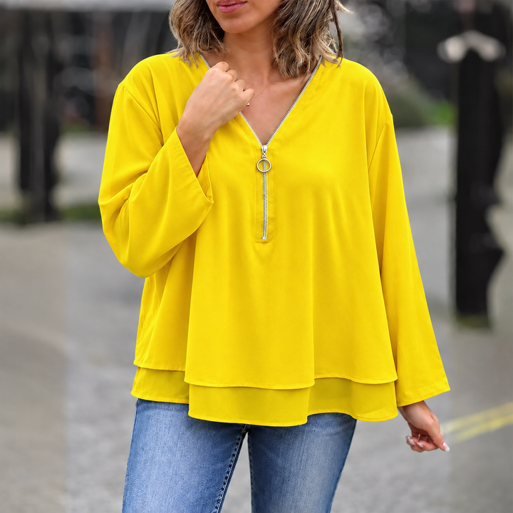 Lorelai | Blouse en chiffon avec fermeture éclair
