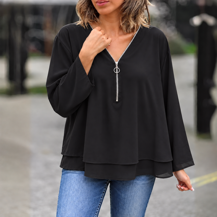 Lorelai | Blouse en chiffon avec fermeture éclair