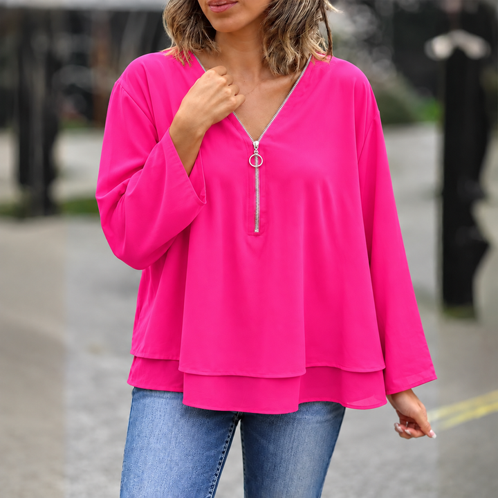 Lorelai | Blouse en chiffon avec fermeture éclair