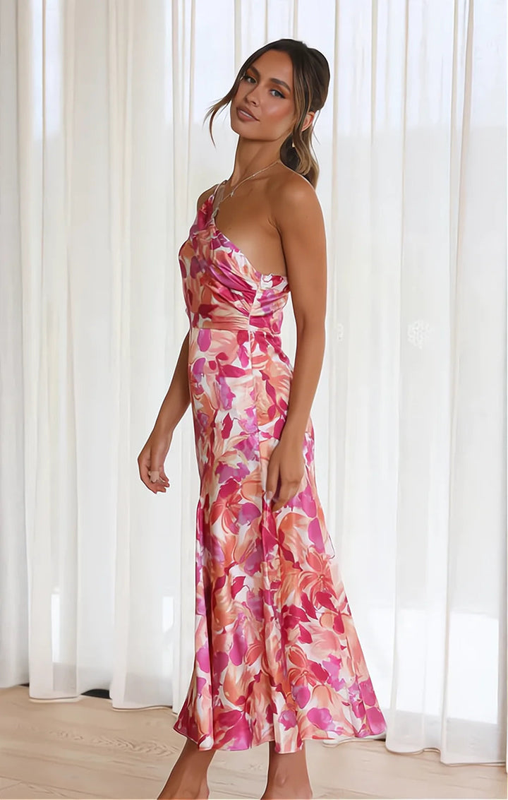 Diane | Robe en Satin à Imprimé Floral