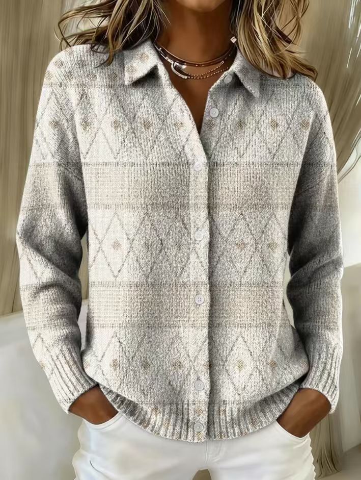 Mona™ – Elegante Strick-Hoodie-Bluse mit Rautenmuster