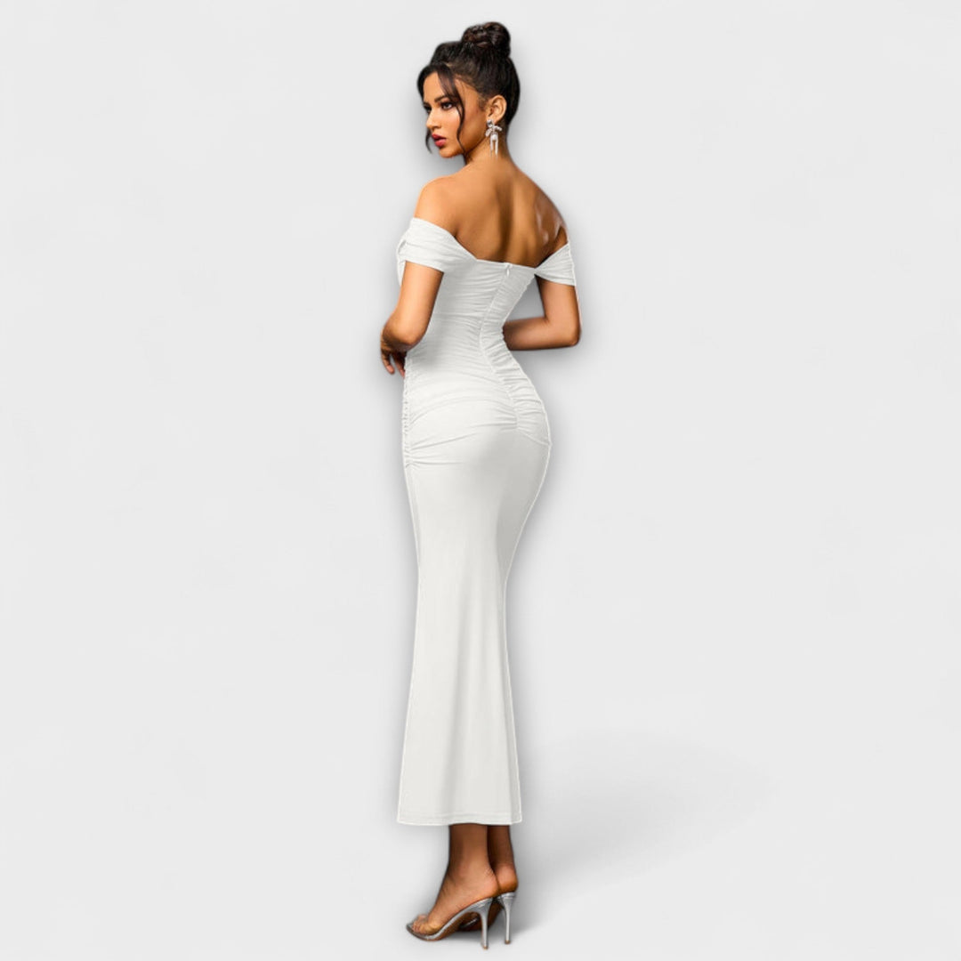 Ione - Off-Shoulder Ruched Bodycon Dress