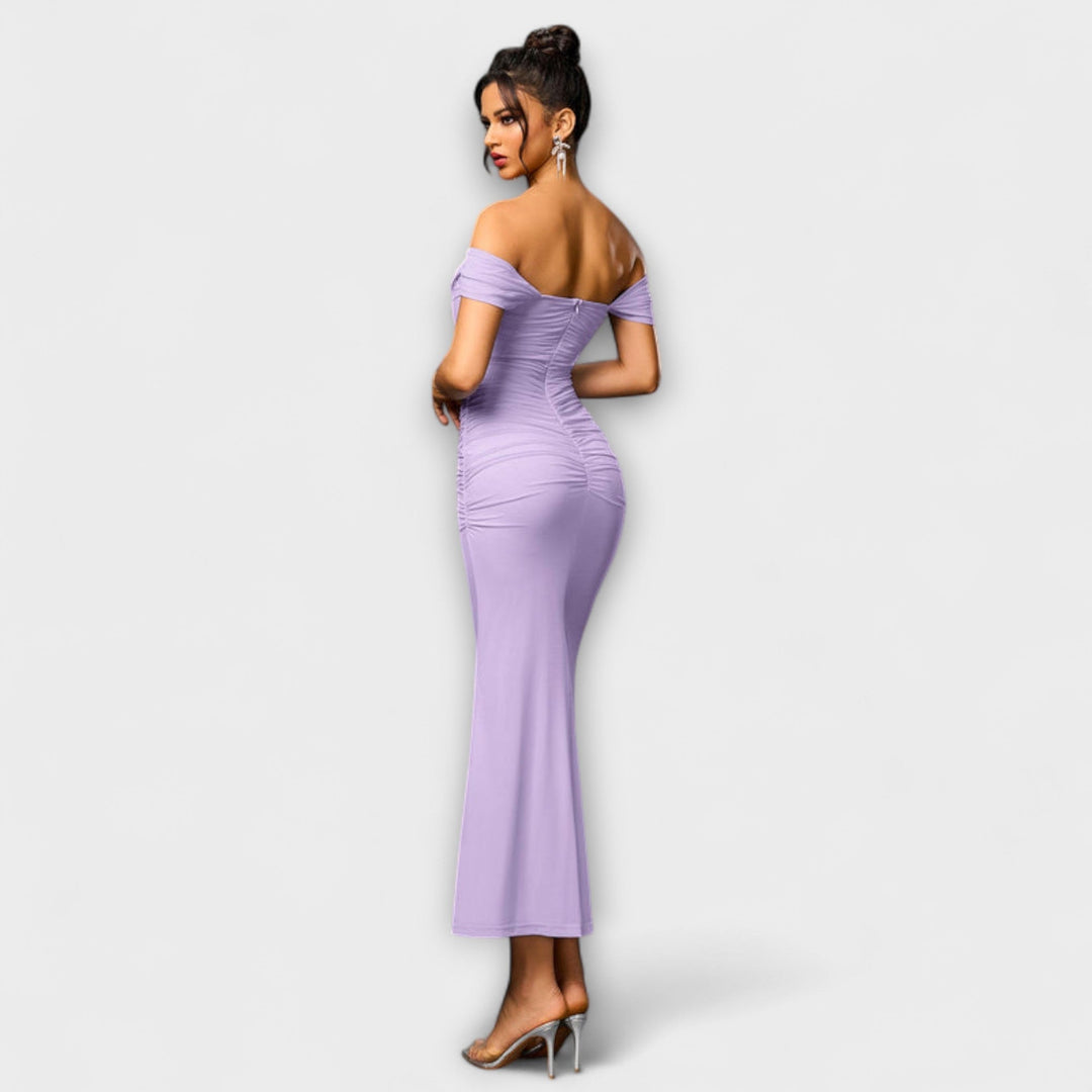 Ione - Off-Shoulder Ruched Bodycon Dress