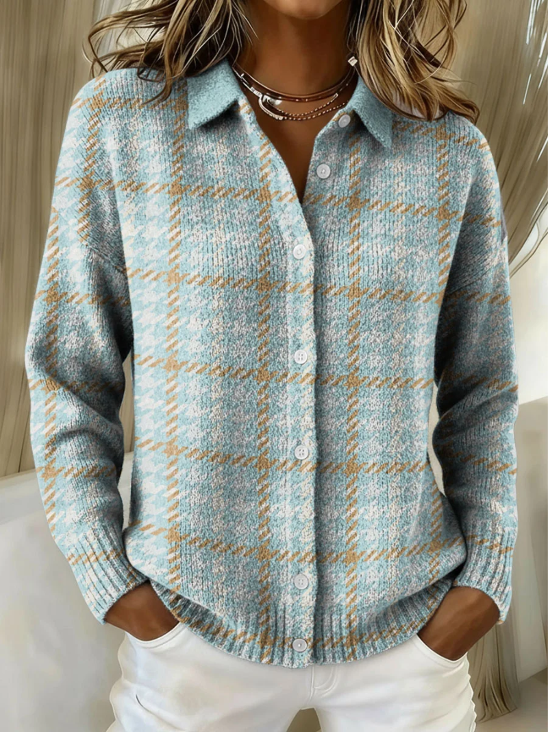 Tara™ – Blouse à capuche à carreaux avec accents couleur sable