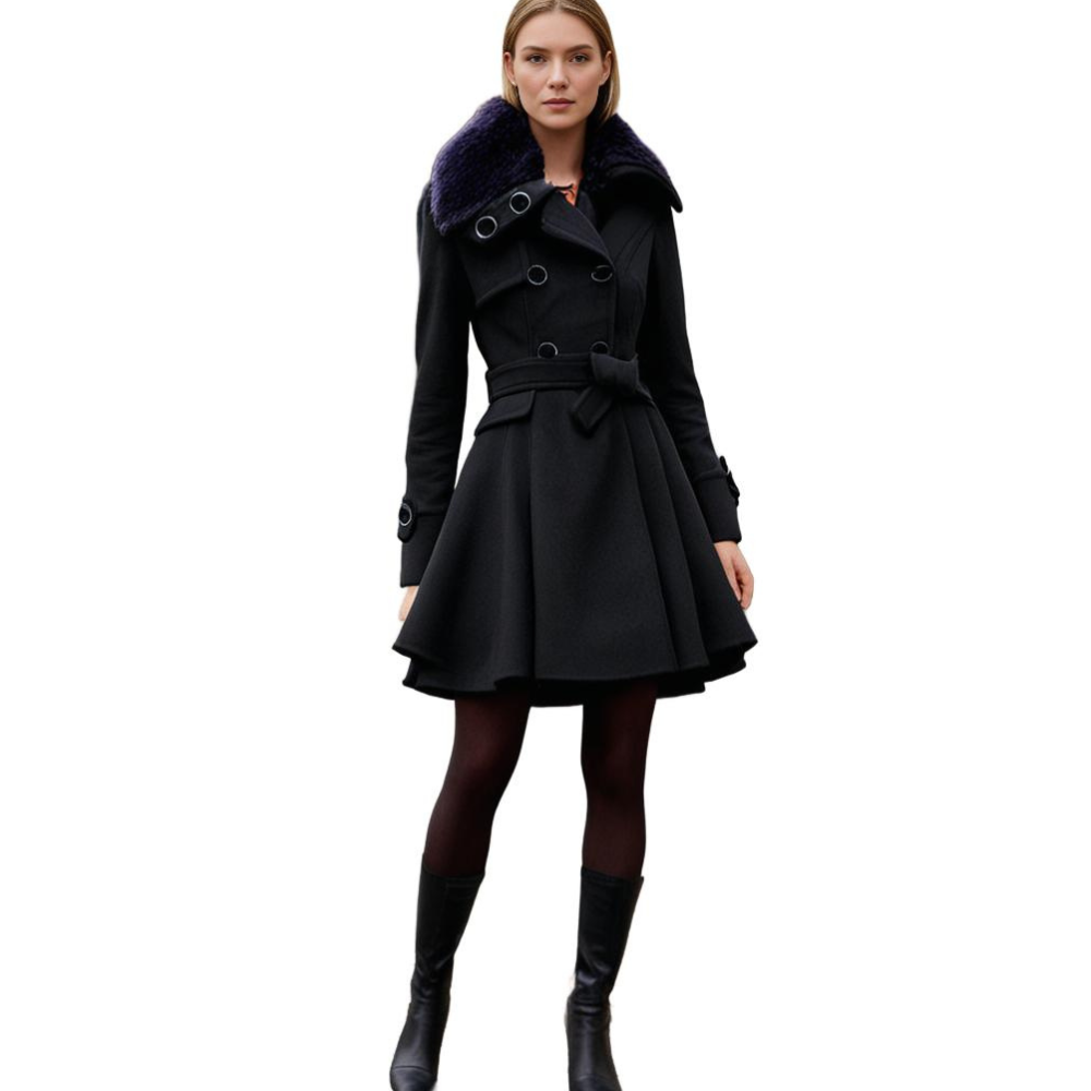 Women's Long Coat Fur Collar Tailored Fit Plush Casual Everyday Wear
