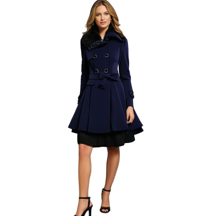 Women's Long Coat Fur Collar Tailored Fit Plush Casual Everyday Wear