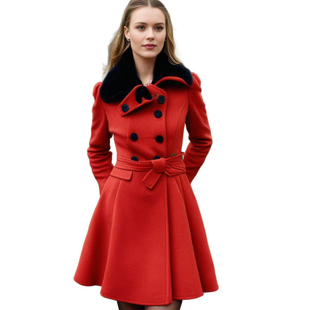 Women's Long Coat Fur Collar Tailored Fit Plush Casual Everyday Wear