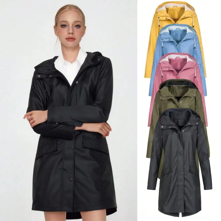 Thalassa | Rugged Mid-Length Rain Jacket with Adjustable Hood and Flap Pockets