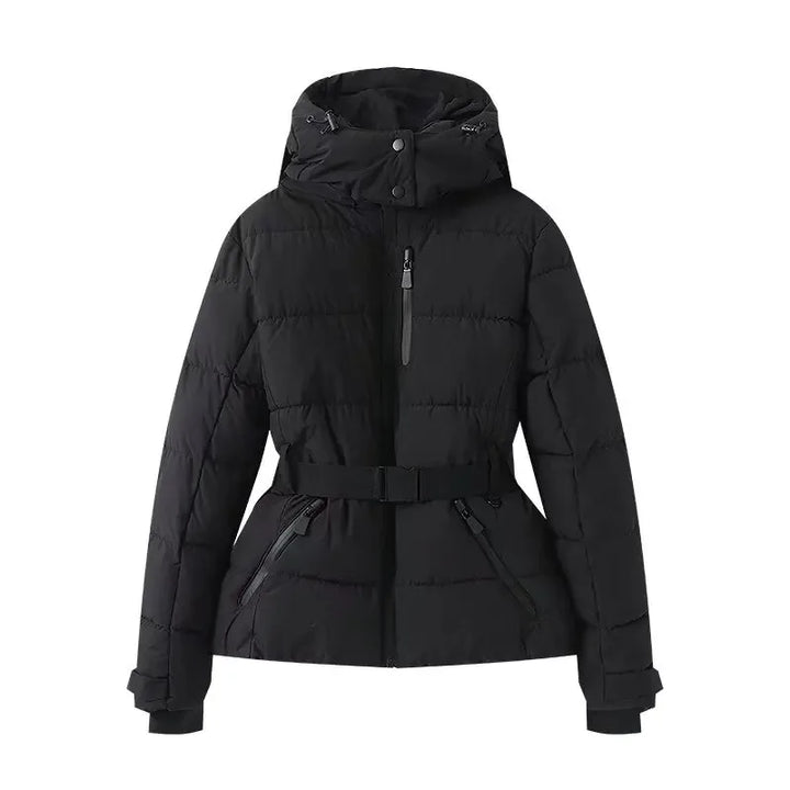 Fiorella | Parka rembourrée ajustée à capuche avec ceinture taille haute et conception coupe-vent
