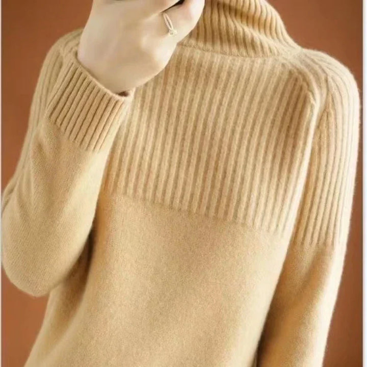 Hattie | Refined Women's Turtleneck Sweater with Ribbed Details and Relaxed Fit