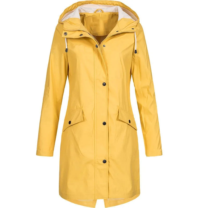 Thalassa | Rugged Mid-Length Rain Jacket with Adjustable Hood and Flap Pockets