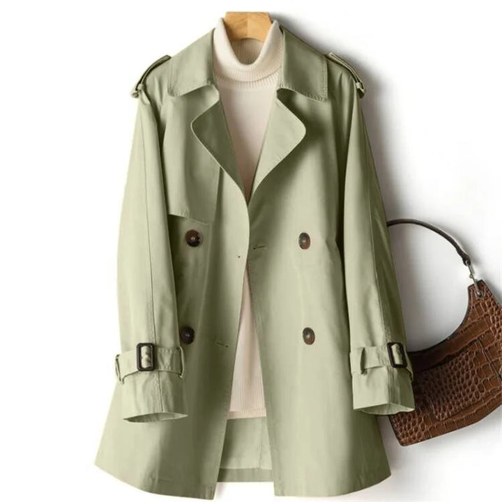 Mellemlang dobbeltradet trenchcoat