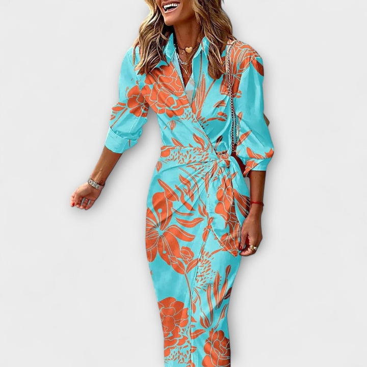Clarissa - Vestido Camisa Midi Listrado