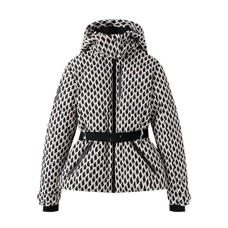 Fiorella | Parka rembourrée ajustée à capuche avec ceinture taille haute et conception coupe-vent