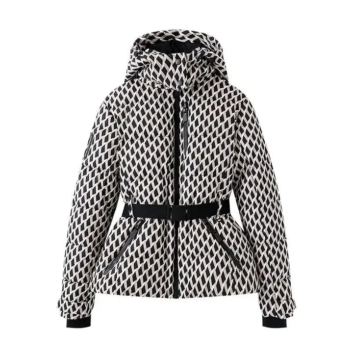 Fiorella | Parka rembourrée ajustée à capuche avec ceinture taille haute et conception coupe-vent