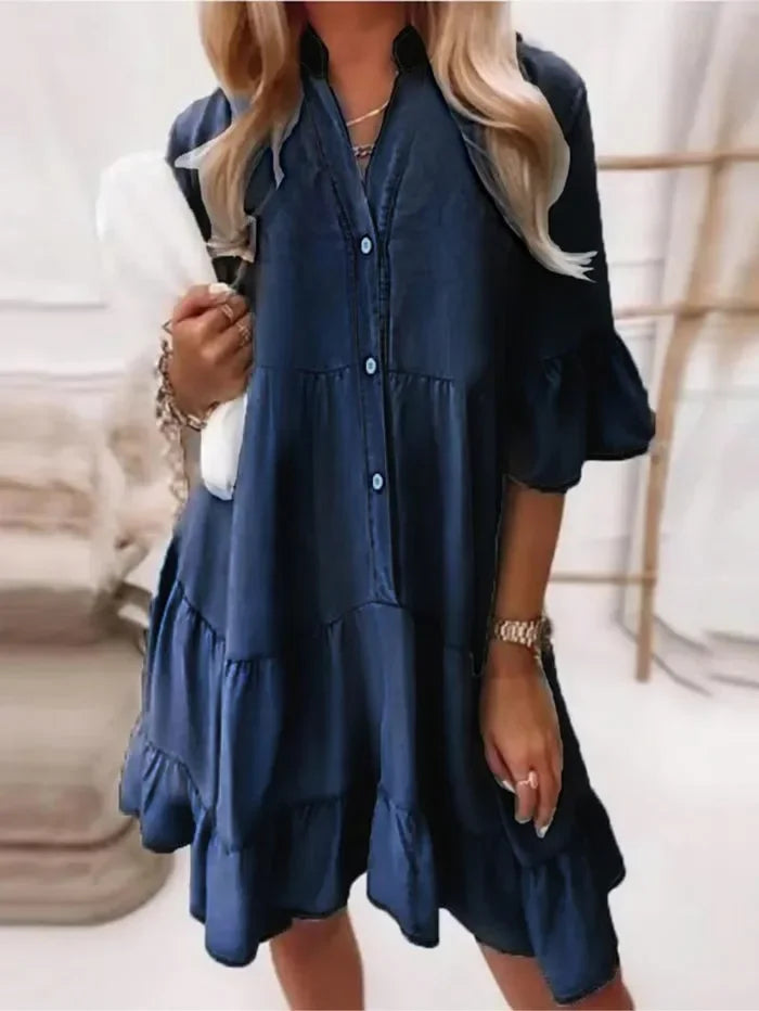 Amy | Vestido de mezclilla con volantes