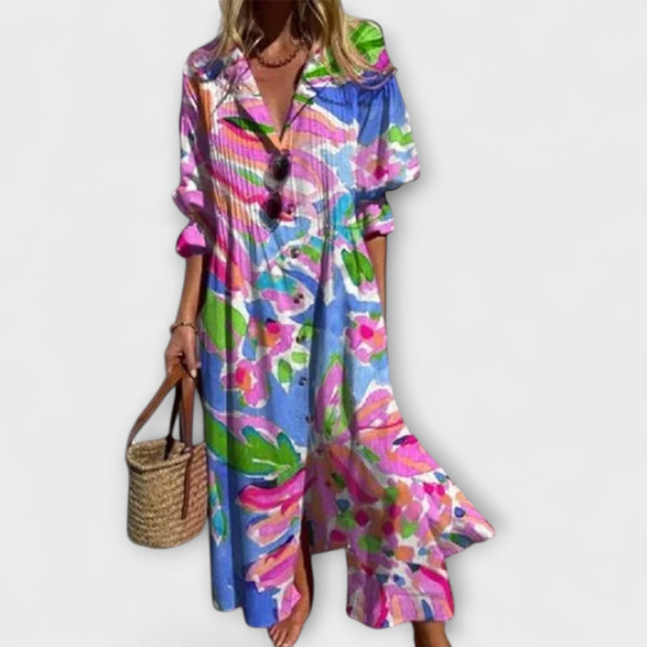 Lila - Vestido Longo que Valoriza com Cobertura na Barriga
