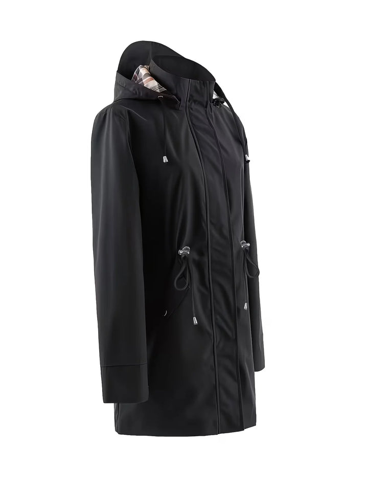 Cosima | Trench con cappuccio resistente alle intemperie e interno foderato a quadri