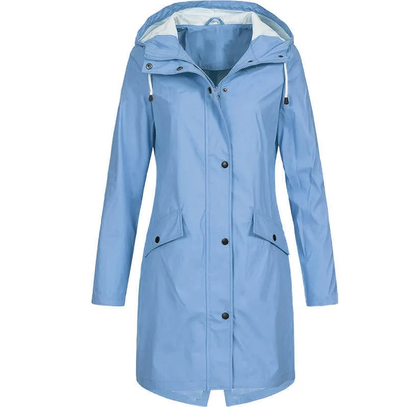 Thalassa | Rugged Mid-Length Rain Jacket with Adjustable Hood and Flap Pockets