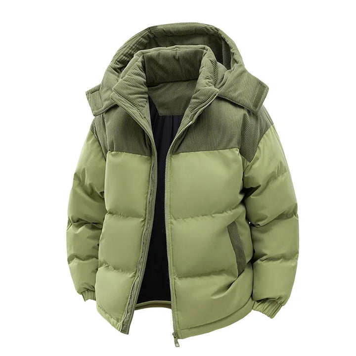 Fabrizio | Insulated Puffer Jacket with Contrast Stand Collar and Covered Zip