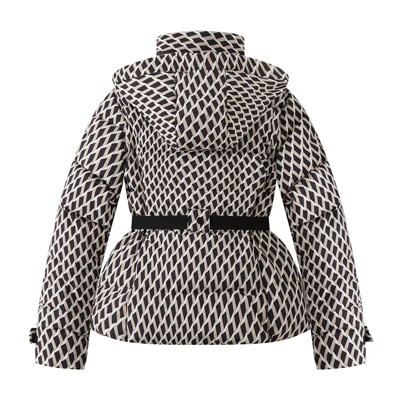 Fiorella | Parka rembourrée ajustée à capuche avec ceinture taille haute et conception coupe-vent