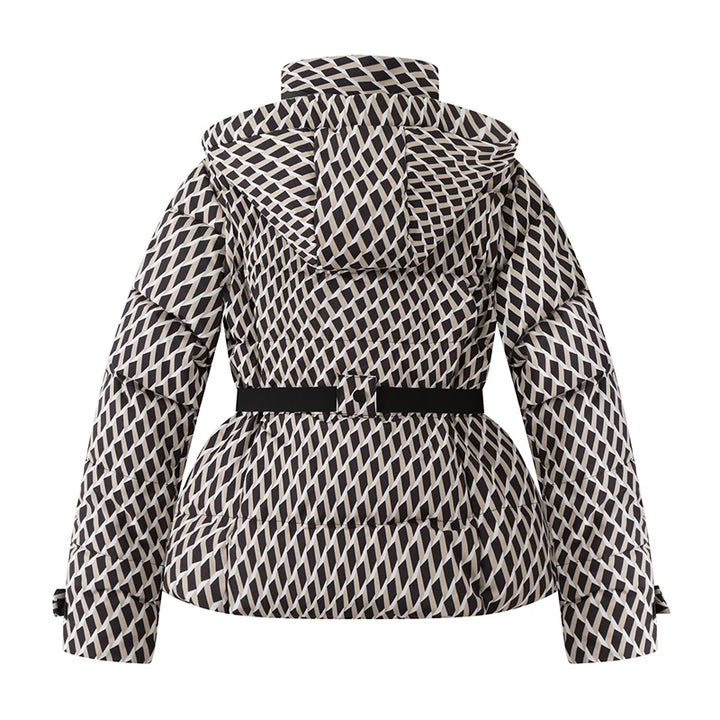 Fiorella | Parka rembourrée ajustée à capuche avec ceinture taille haute et conception coupe-vent