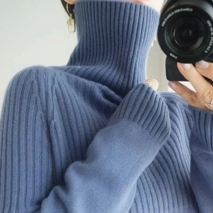 Hattie | Refined Women's Turtleneck Sweater with Ribbed Details and Relaxed Fit