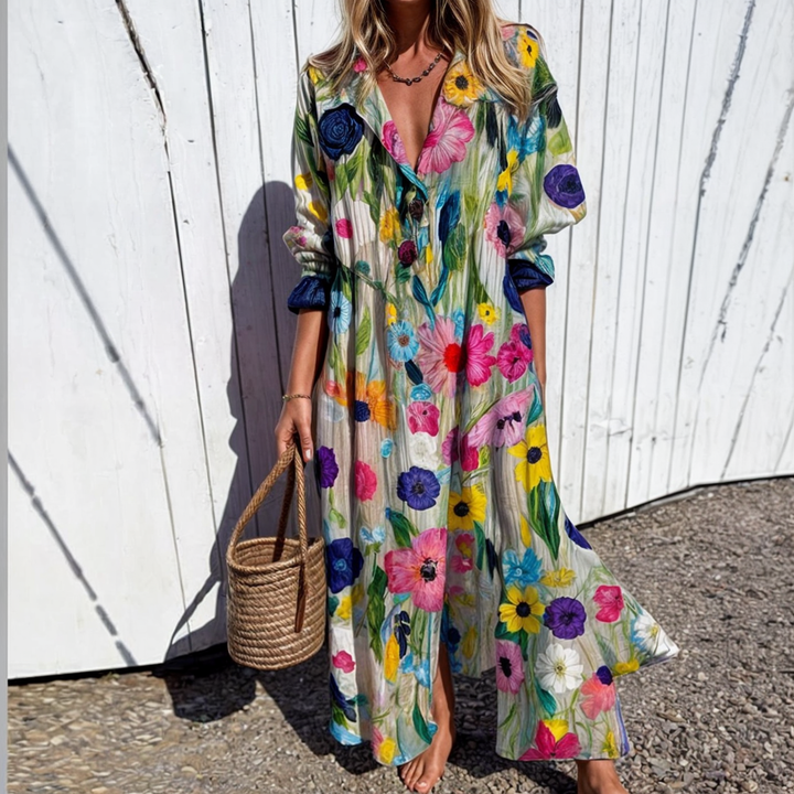 Odessa | Buttoned Floral Maxi Dress