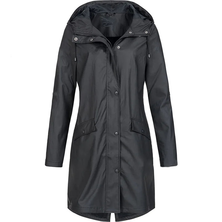 Thalassa | Rugged Mid-Length Rain Jacket with Adjustable Hood and Flap Pockets
