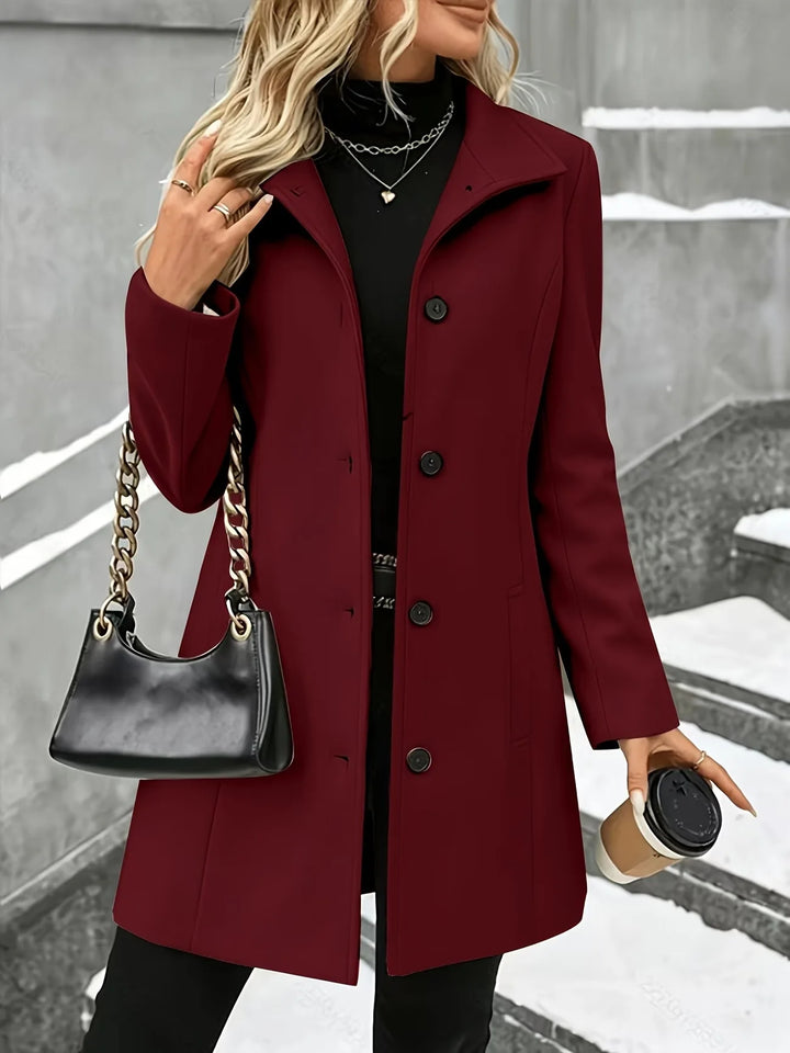 Emmelina | Classic Mid-Length Coat with Turn-Down Collar and Single Button