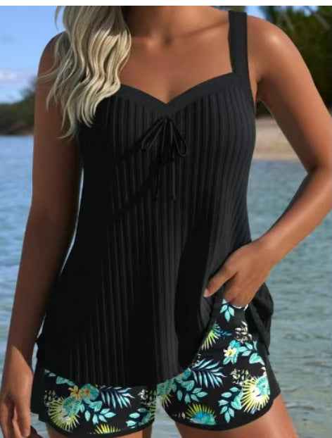 Conjunto de Roupa de Banho Feminina com Estampa Floral