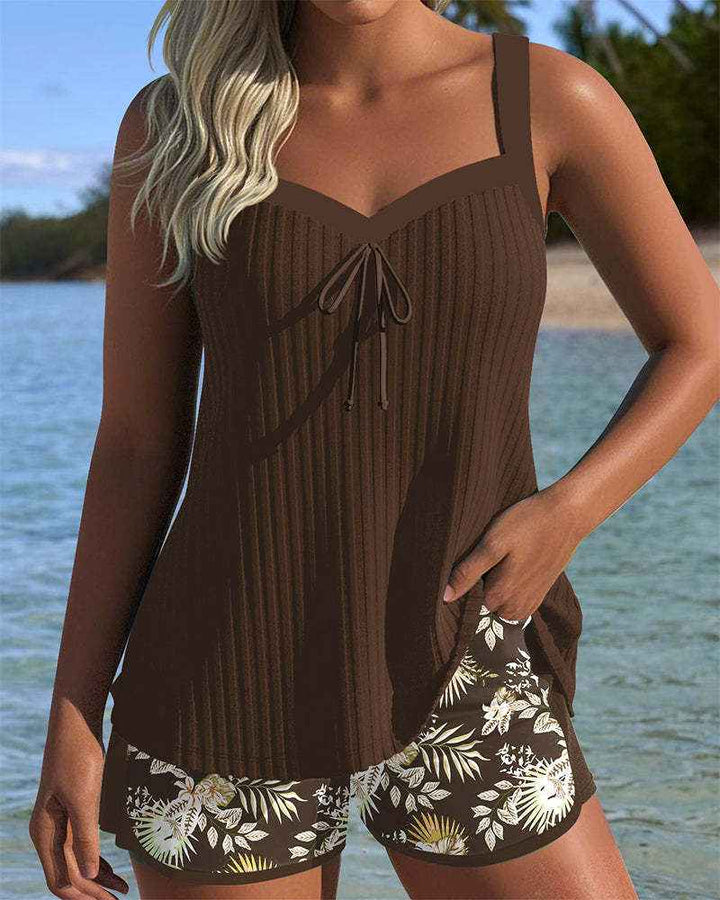 Conjunto de Roupa de Banho Feminina com Estampa Floral